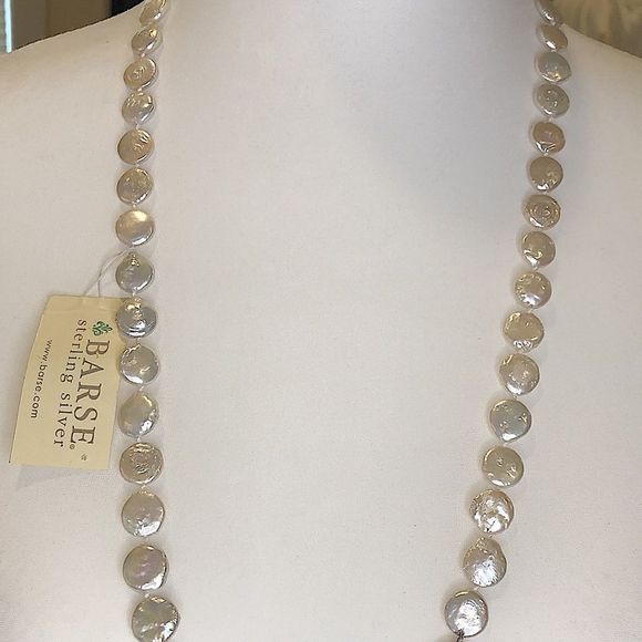 BARSE Genuine Single Strand Continuous Pearl Coin Necklace NWT - Picture 6 of 10